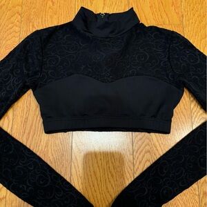 Motion Wear Long Sleeve Cropped Lace Dance Top